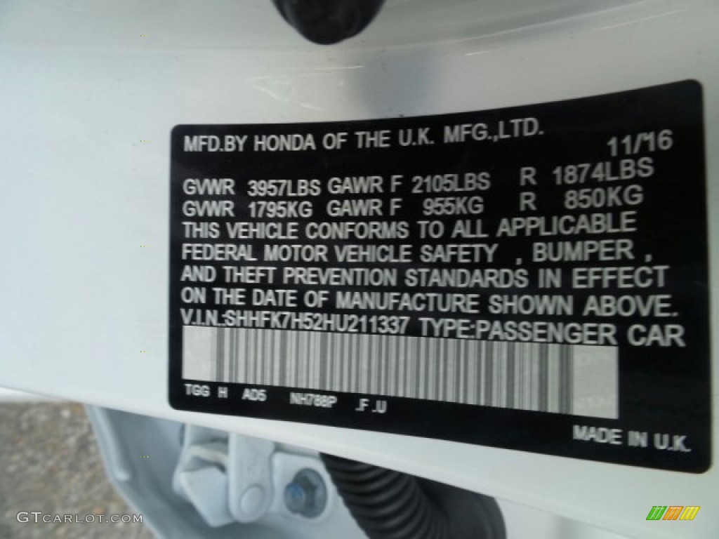 2017 Civic EX Hatchback - White Orchid Pearl / Black/Ivory photo #8