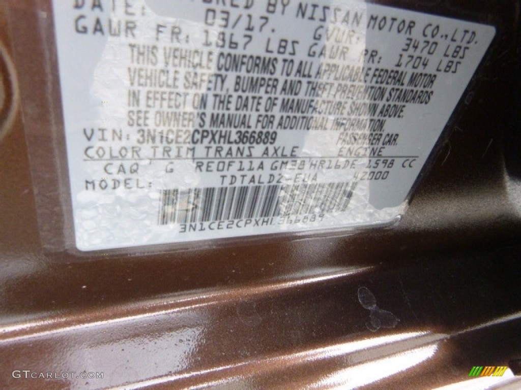 2017 Nissan Versa Note SV Color Code Photos