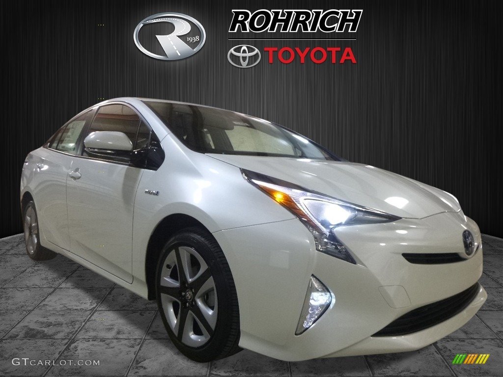 2017 Prius Three - Blizzard White Pearl / Black photo #1