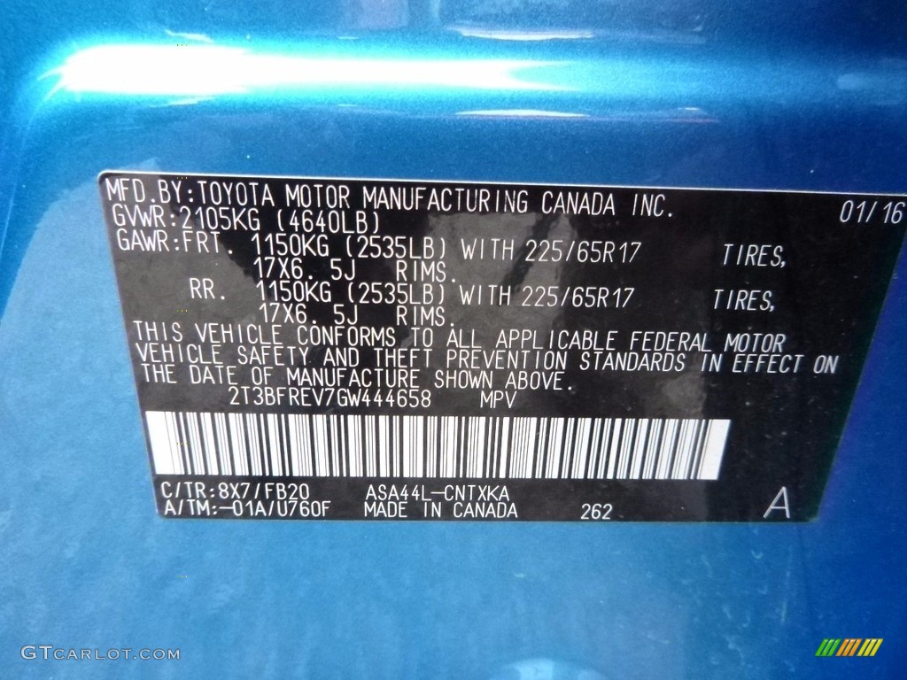 2016 RAV4 LE AWD - Electric Storm Blue / Black photo #20