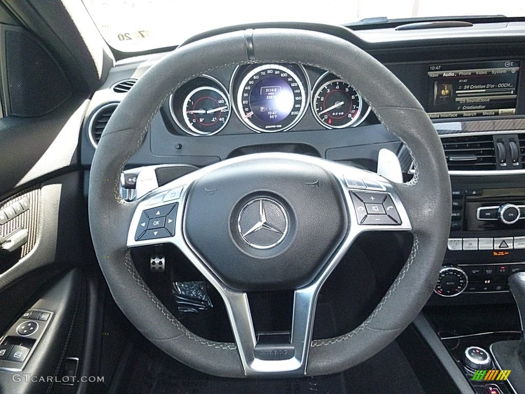 2015 Mercedes-Benz C 63 AMG Coupe designo Porcelain/Black Steering Wheel Photo #119866558