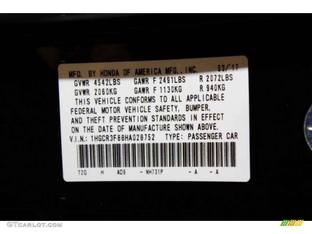 2017 Accord EX-L V6 Sedan - Crystal Black Pearl / Black photo #33