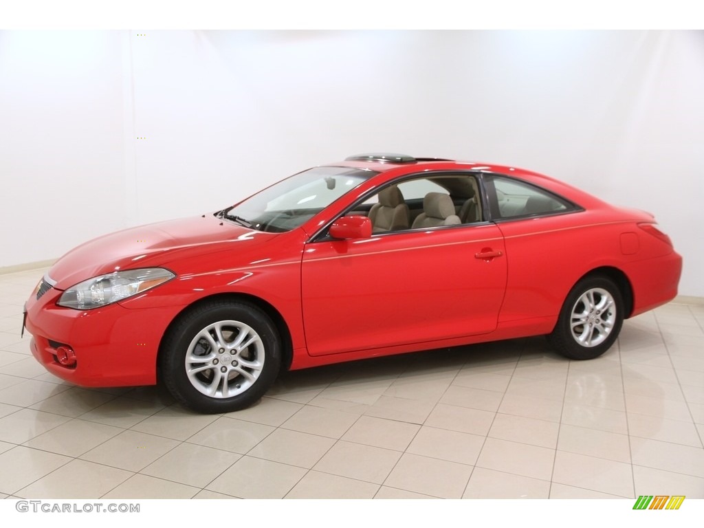 2008 Solara SE V6 Coupe - Super Red 5 / Ivory photo #3