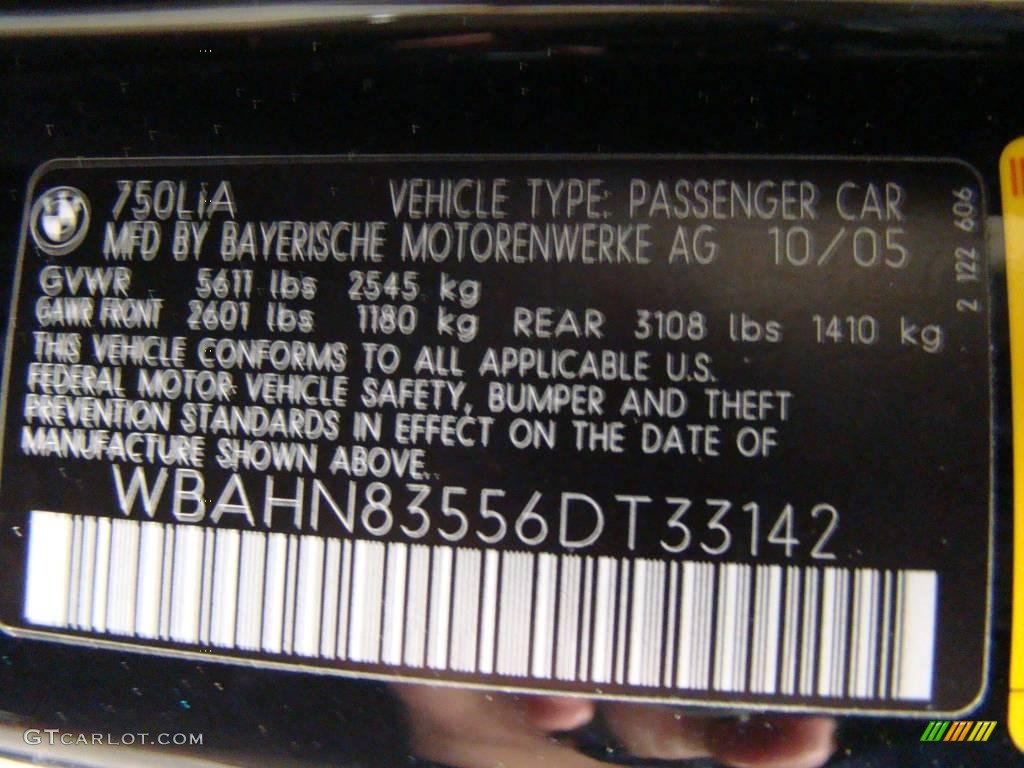 2006 7 Series 750Li Sedan - Black Sapphire Metallic / Black/Black photo #16