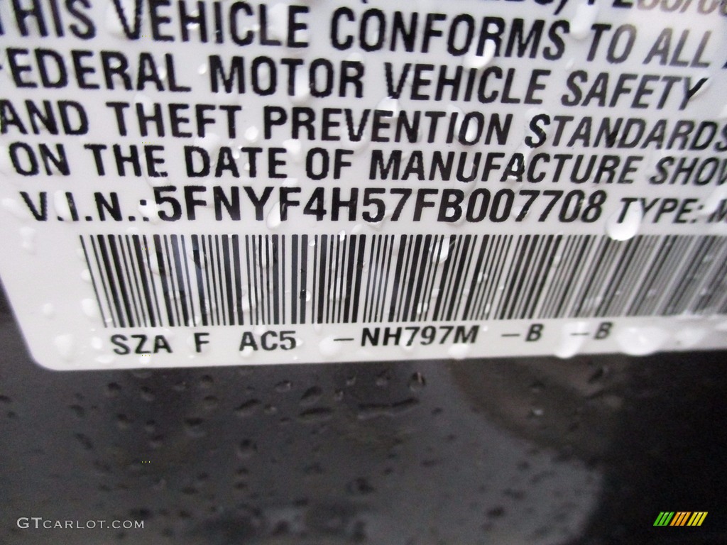 2015 Pilot EX-L 4WD - Modern Steel Metallic / Gray photo #19