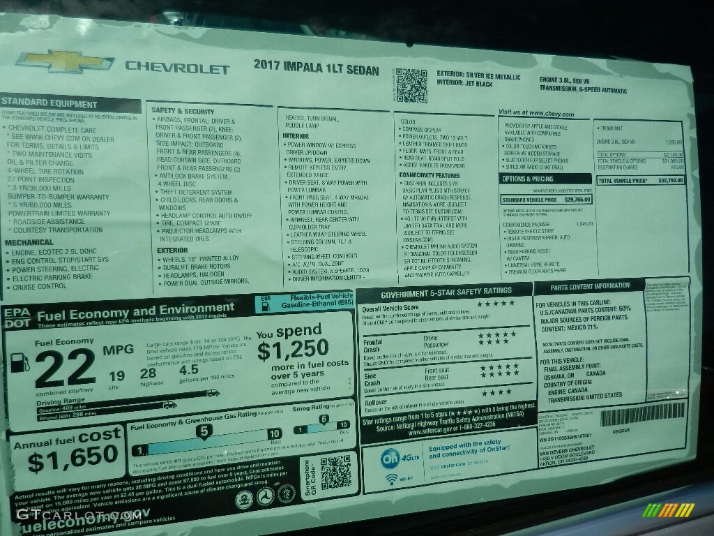 2017 Impala LT - Silver Ice Metallic / Jet Black photo #6