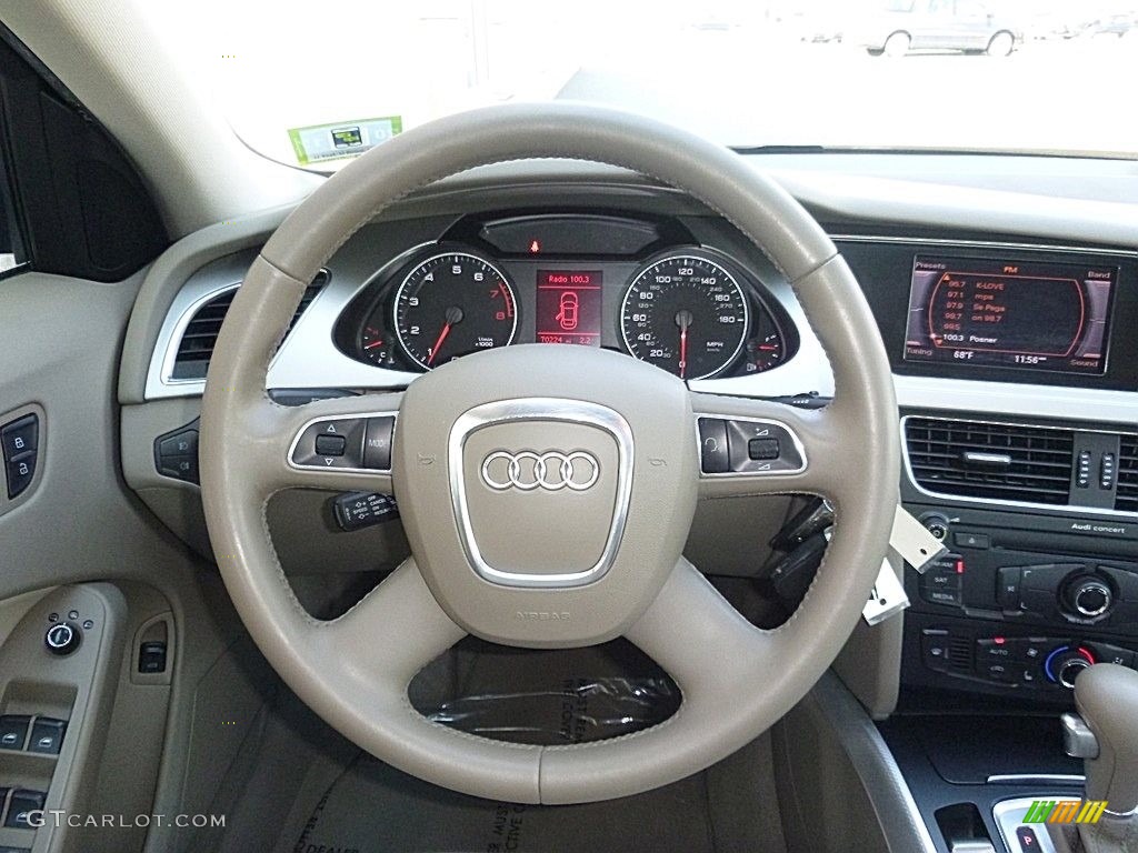 2010 Audi A4 2.0T quattro Sedan Beige Steering Wheel Photo #119908504