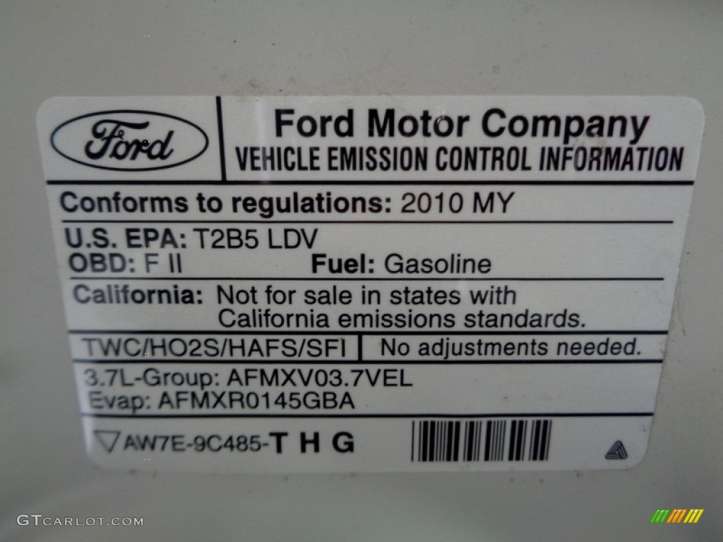 2010 Lincoln MKT FWD Info Tag Photos