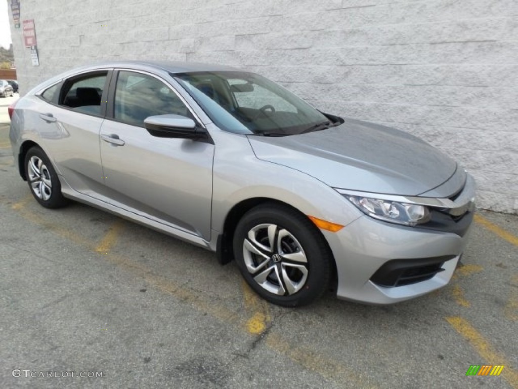 2017 Civic LX Sedan - Lunar Silver Metallic / Black photo #1