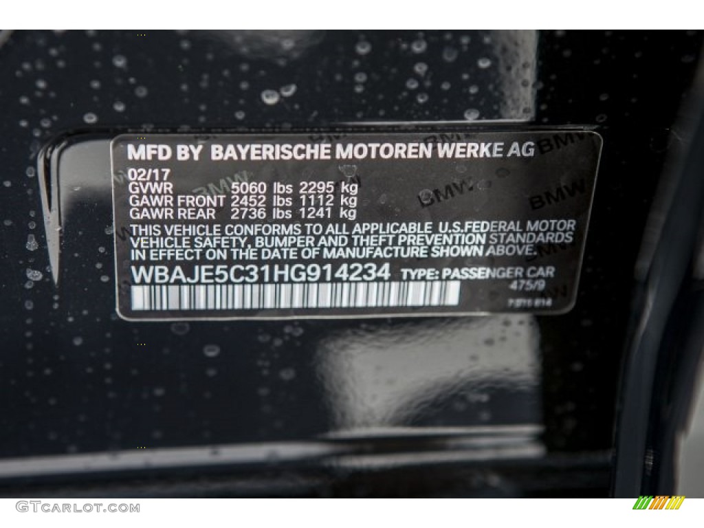 2017 5 Series 540i Sedan - Black Sapphire Metallic / Black photo #11