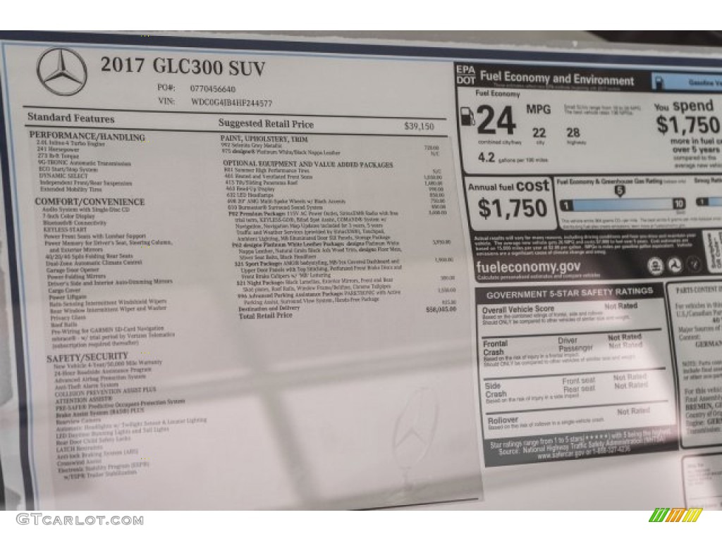 2017 Mercedes-Benz GLC 300 Window Sticker Photo #119923619