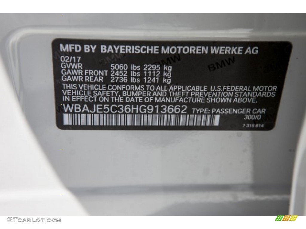 2017 5 Series 540i Sedan - Alpine White / Cognac photo #10