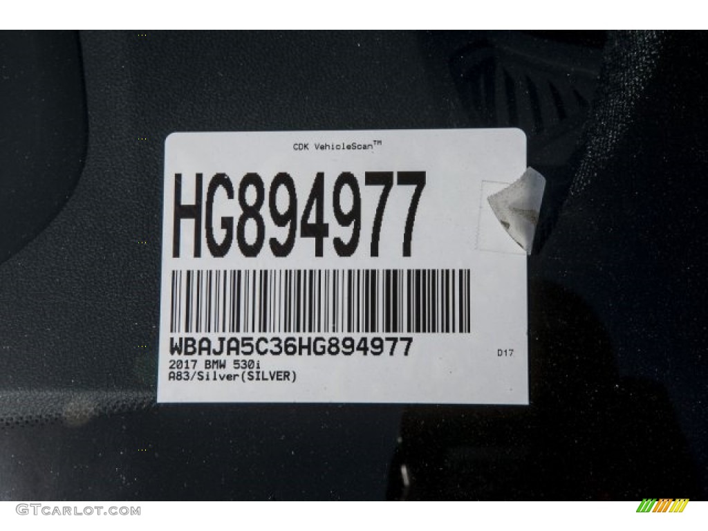 2017 5 Series 530i Sedan - Glacier Silver Metallic / Black photo #11