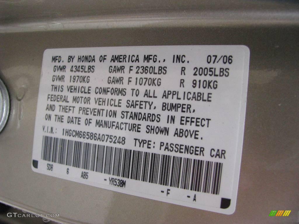 2006 Accord EX-L V6 Sedan - Desert Mist Metallic / Ivory photo #19