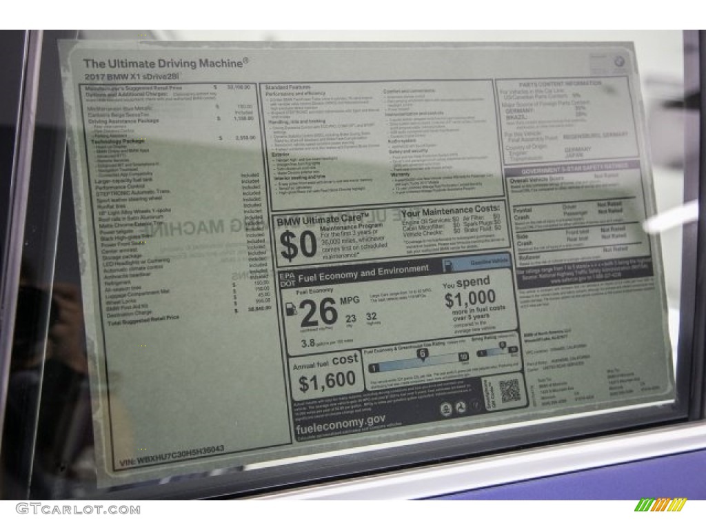 2017 X1 sDrive28i - Mediterranean Blue Metallic / Canberra Beige photo #10