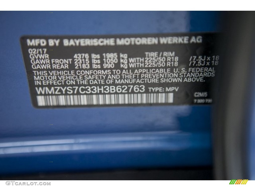 2017 Countryman Color Code C2M for Island Blue Metallic Photo #119972548