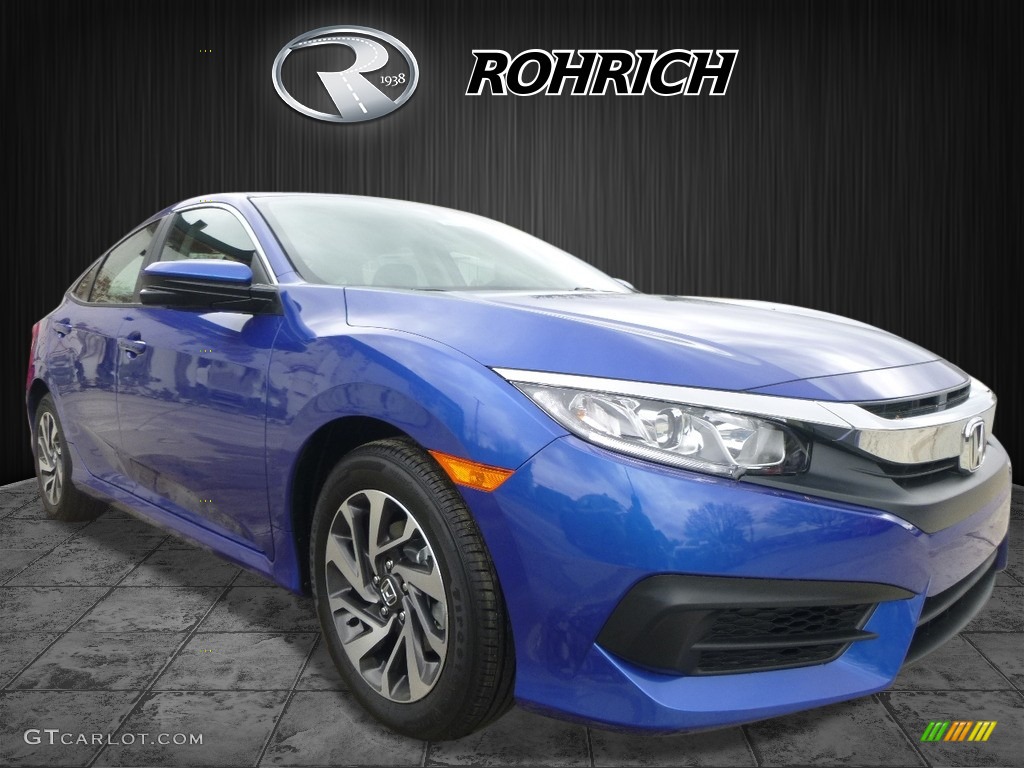 2017 Civic EX Sedan - Aegean Blue Metallic / Black photo #1