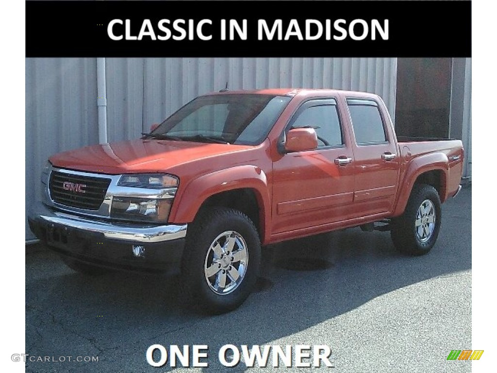 2012 Canyon SLE Crew Cab 4x4 - Red Orange Metallic / Ebony photo #1