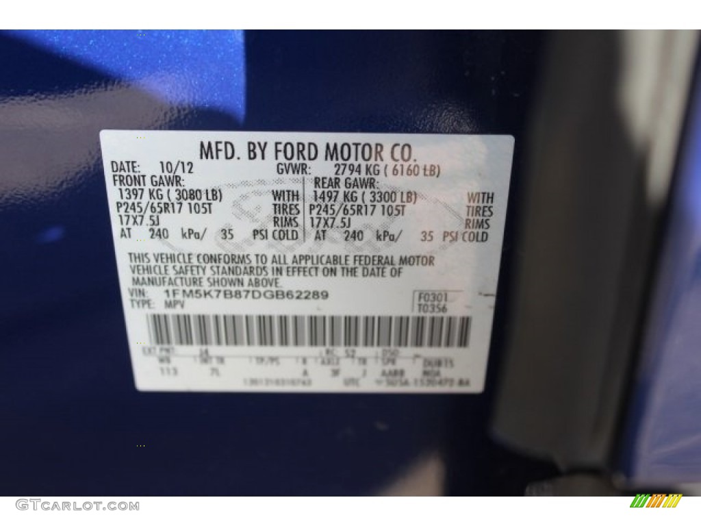 2013 Explorer FWD - Deep Impact Blue Metallic / Medium Light Stone photo #40