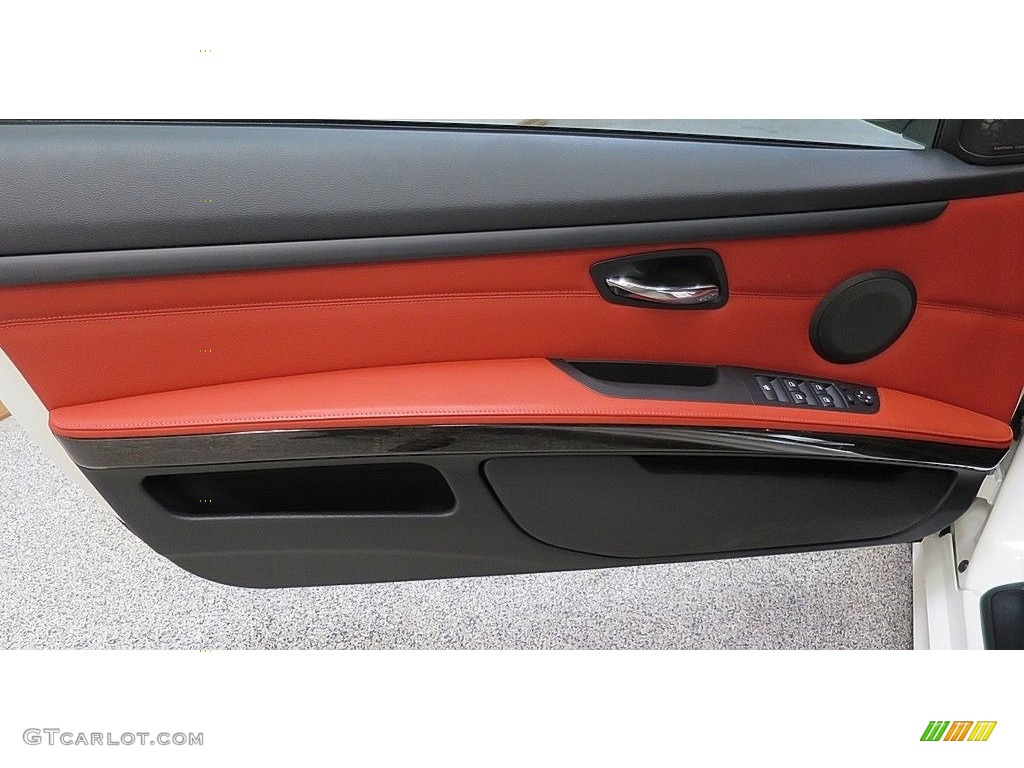 2013 BMW 3 Series 328i Convertible Coral Red/Black Door Panel Photo #119979880