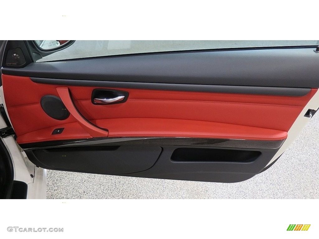 2013 BMW 3 Series 328i Convertible Coral Red/Black Door Panel Photo #119979892