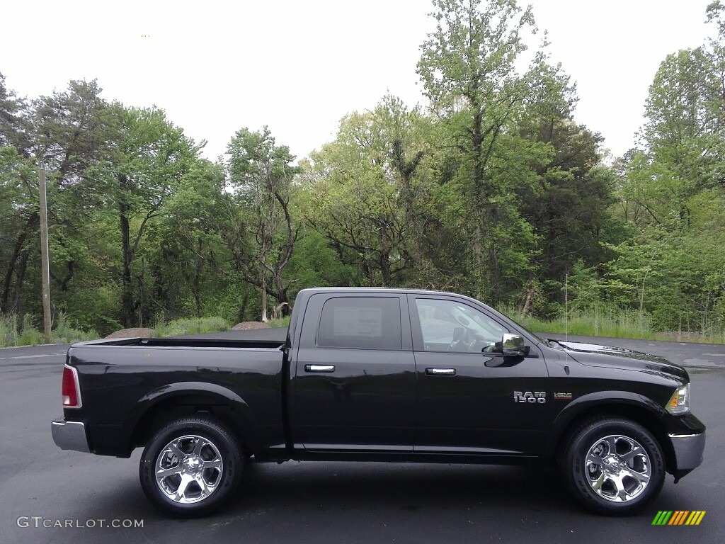 2017 1500 Laramie Crew Cab 4x4 - Brilliant Black Crystal Pearl / Canyon Brown/Light Frost Beige photo #5