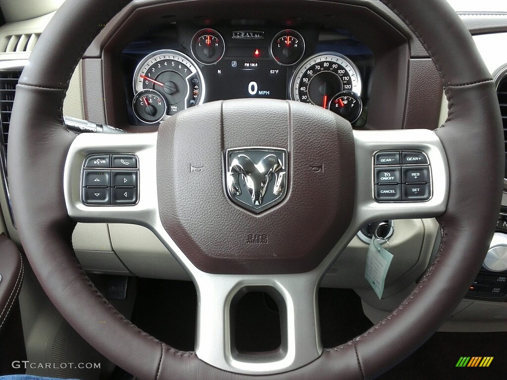 2017 1500 Laramie Crew Cab 4x4 - Brilliant Black Crystal Pearl / Canyon Brown/Light Frost Beige photo #15