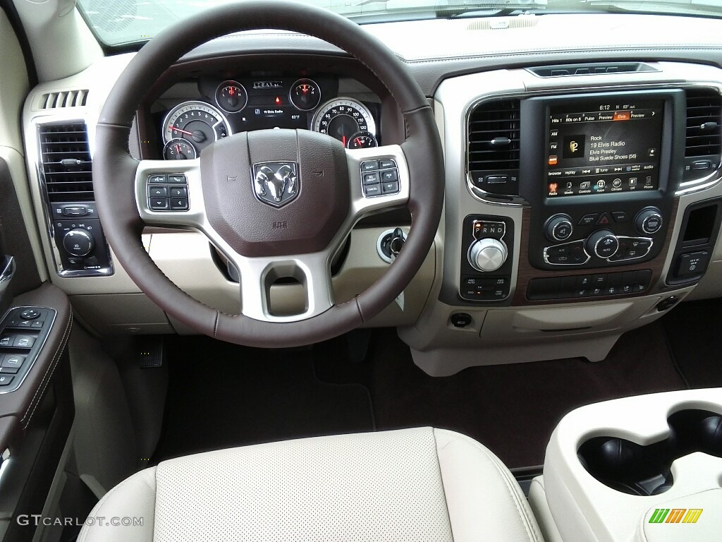 2017 1500 Laramie Crew Cab 4x4 - Brilliant Black Crystal Pearl / Canyon Brown/Light Frost Beige photo #29