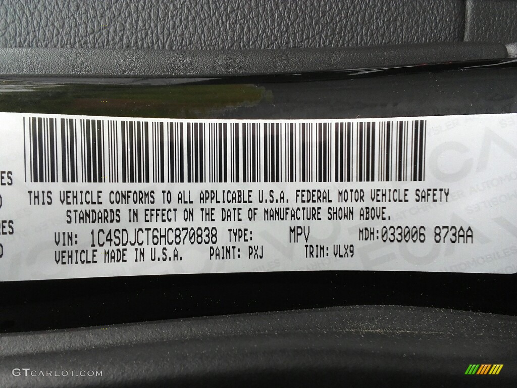 2017 Dodge Durango R/T AWD Color Code Photos