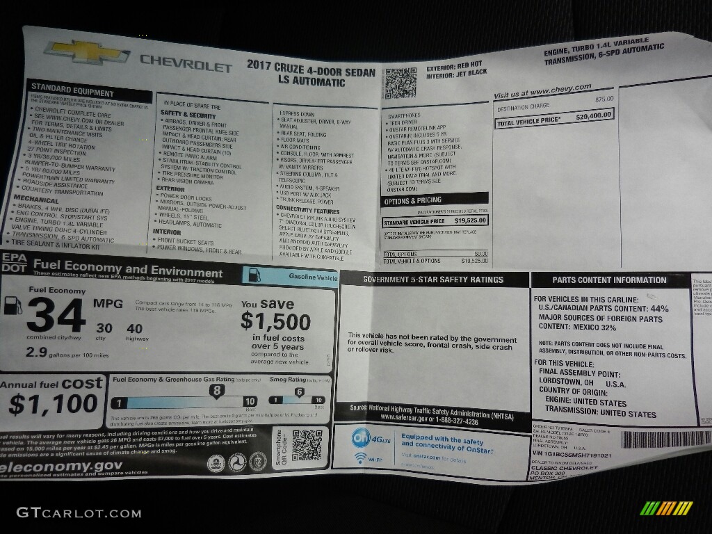 2017 Cruze LS - Red Hot / Jet Black photo #4