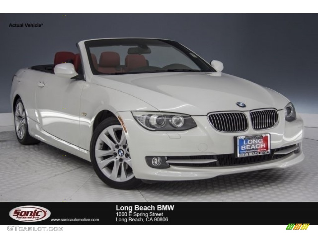 2013 3 Series 328i Convertible - Mineral White Metallic / Coral Red/Black photo #1