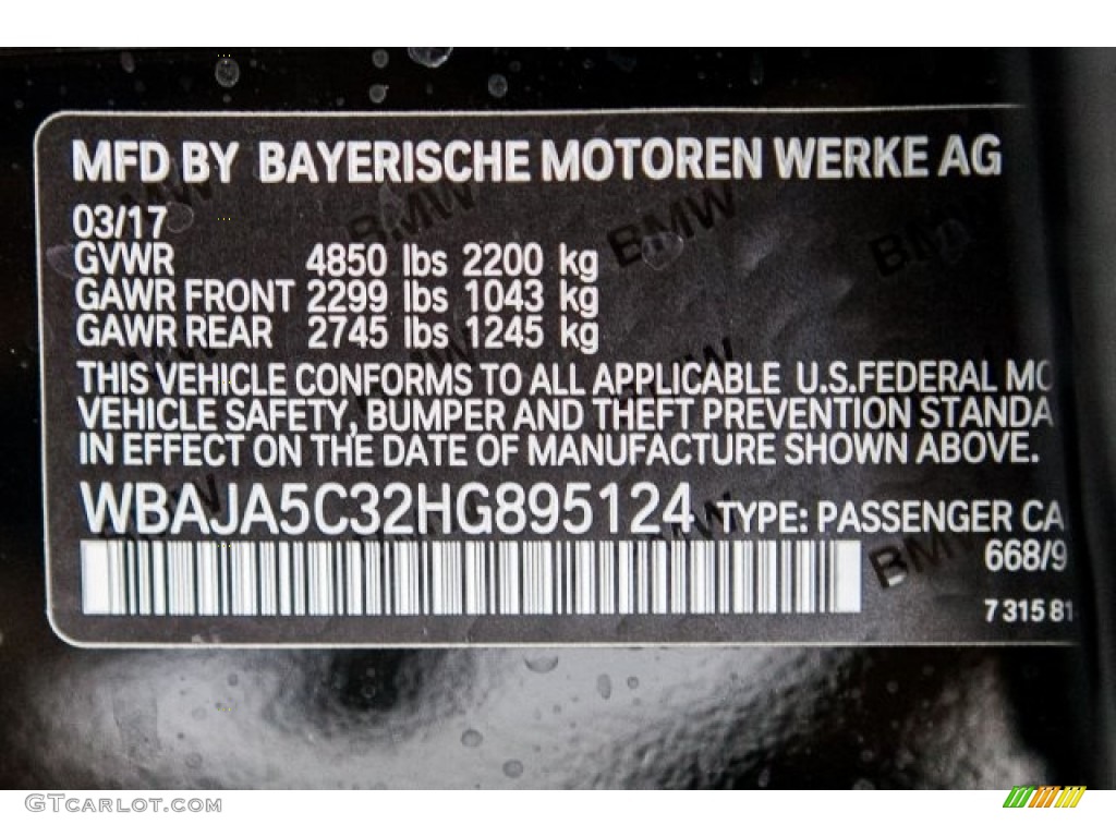 2017 5 Series Color Code 668 for Jet Black Photo #119989890