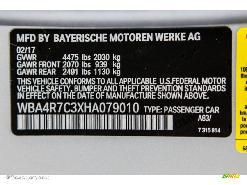2017 BMW 4 Series 430i Coupe Color Code Photos