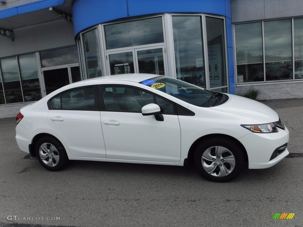 2014 Civic LX Sedan - Taffeta White / Beige photo #2