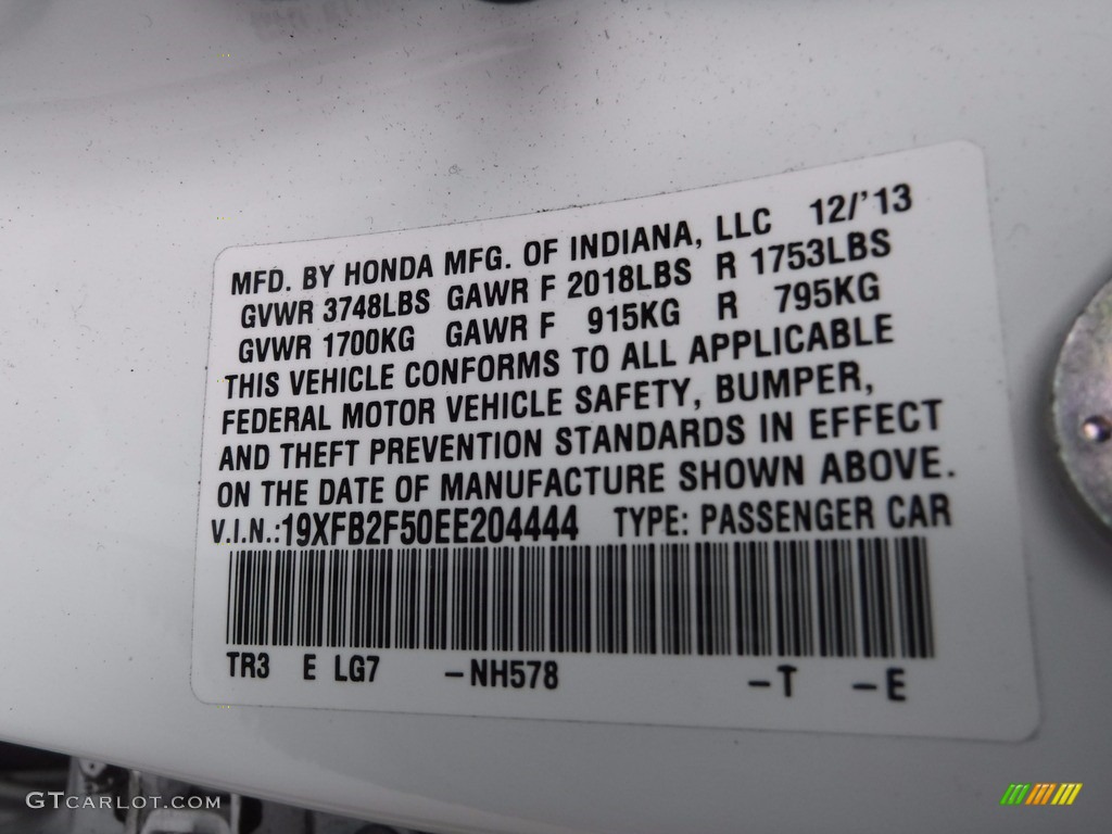 2014 Civic LX Sedan - Taffeta White / Beige photo #24