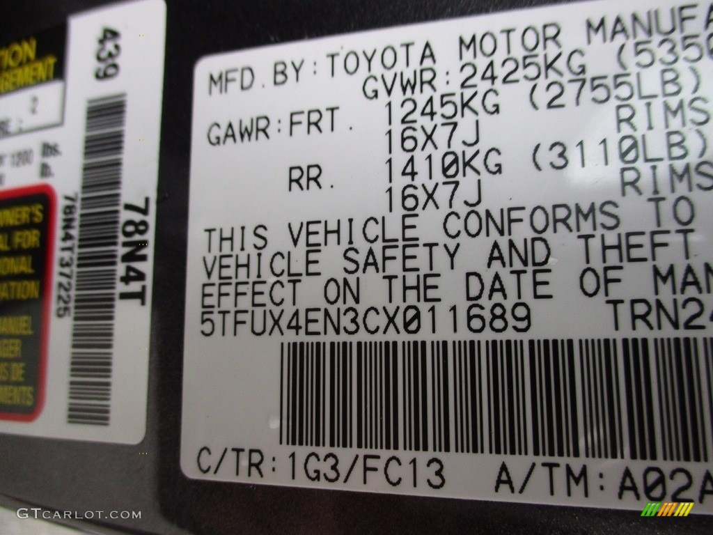2012 Tacoma Access Cab 4x4 - Magnetic Gray Mica / Graphite photo #19