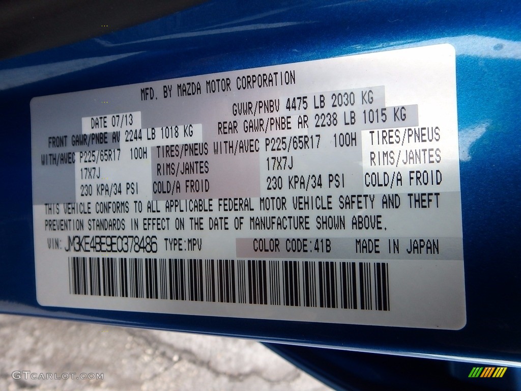 2014 CX-5 Color Code 41B for Sky Blue Mica Photo #120002817