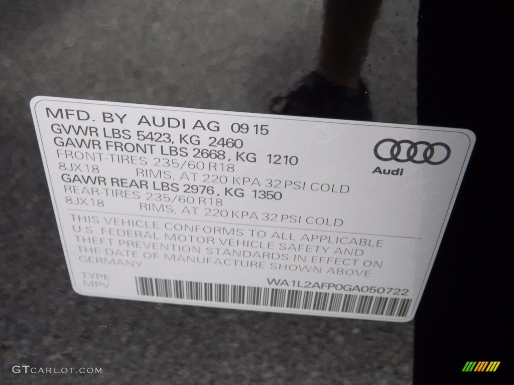 2016 Q5 2.0 TFSI Premium quattro - Brilliant Black / Black photo #43