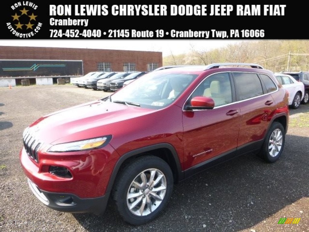 2017 Cherokee Limited 4x4 - Deep Cherry Red Crystal Pearl / Black/Light Frost Beige photo #1