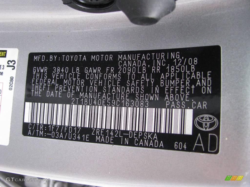 2009 Corolla S - Classic Silver Metallic / Dark Charcoal photo #19