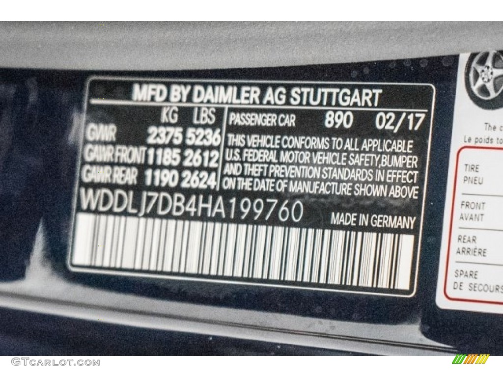 2017 CLS Color Code 890 for Lunar Blue Metallic Photo #120016180