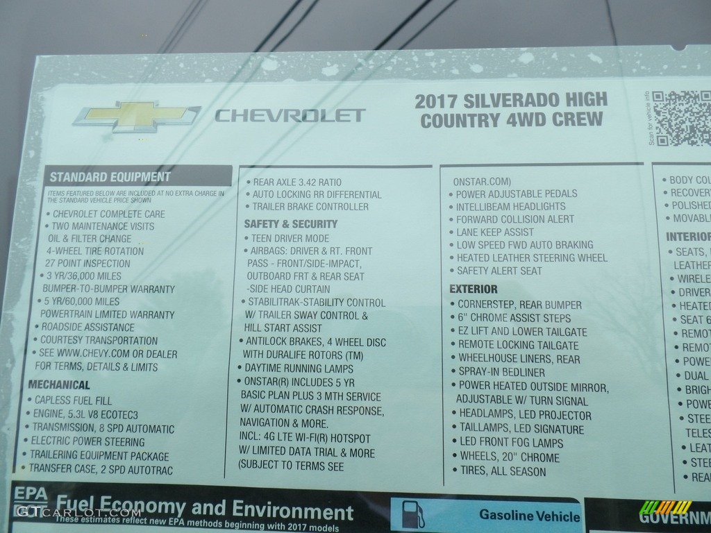 2017 Silverado 1500 High Country Crew Cab 4x4 - Graphite Metallic / High Country Jet Black/Medium Ash Gray photo #66