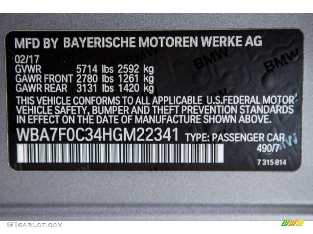 2017 7 Series Color Code 490 for Frozen Grey Metallic Photo #120017910