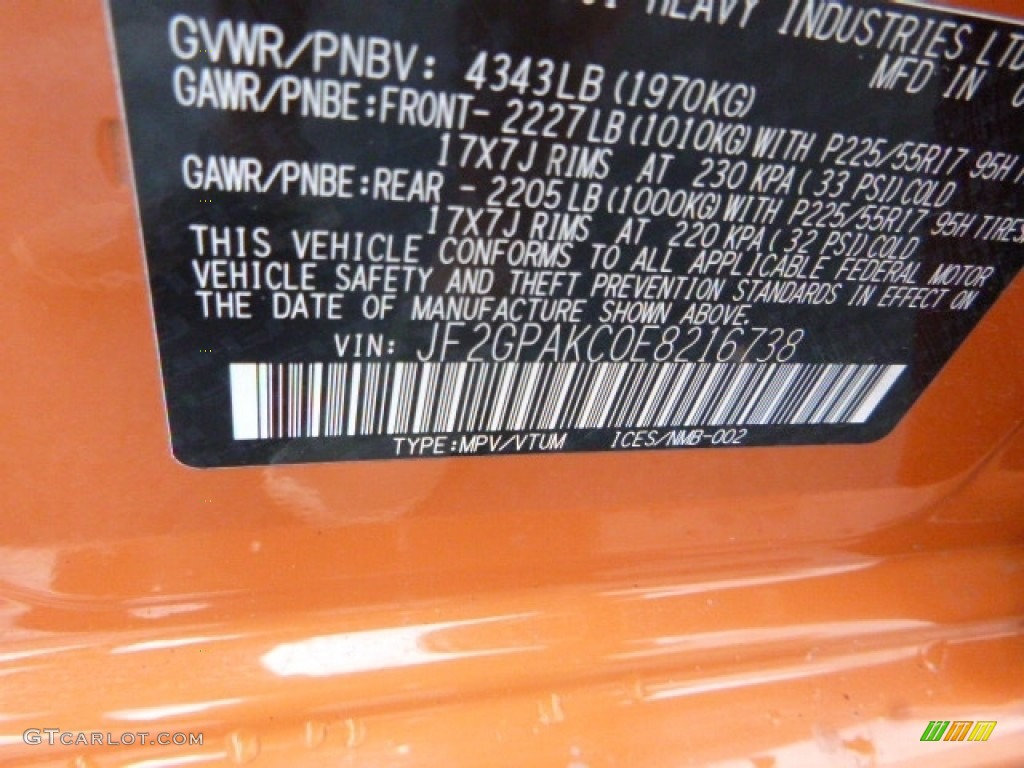 2014 XV Crosstrek 2.0i Limited - Tangerine Orange Pearl / Black photo #15