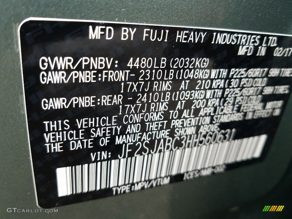 2017 Forester 2.5i - Jasmine Green Metallic / Gray photo #7