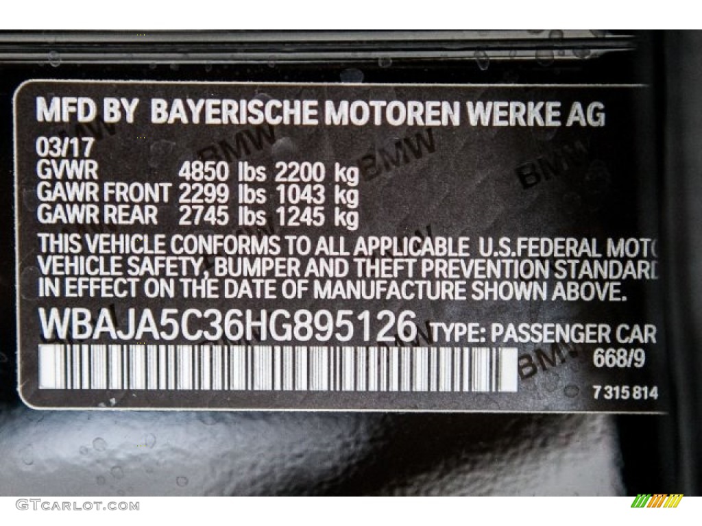 2017 5 Series 530i Sedan - Jet Black / Canberra Beige photo #11