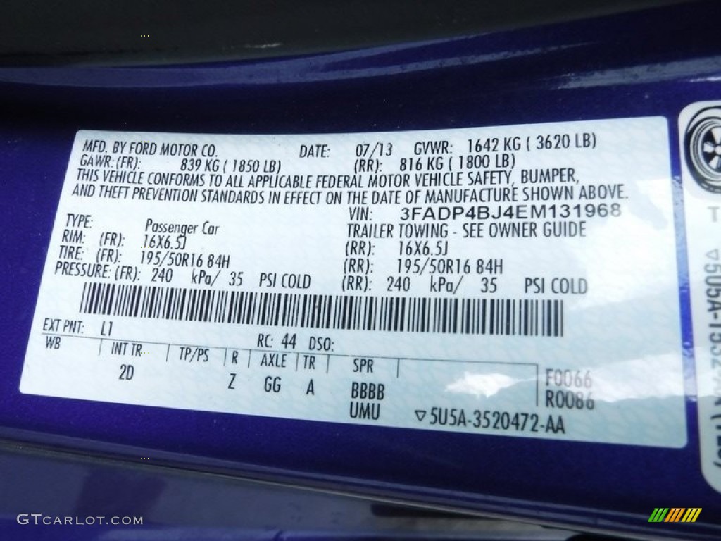 2014 Fiesta SE Sedan - Performance Blue / Charcoal Black photo #21