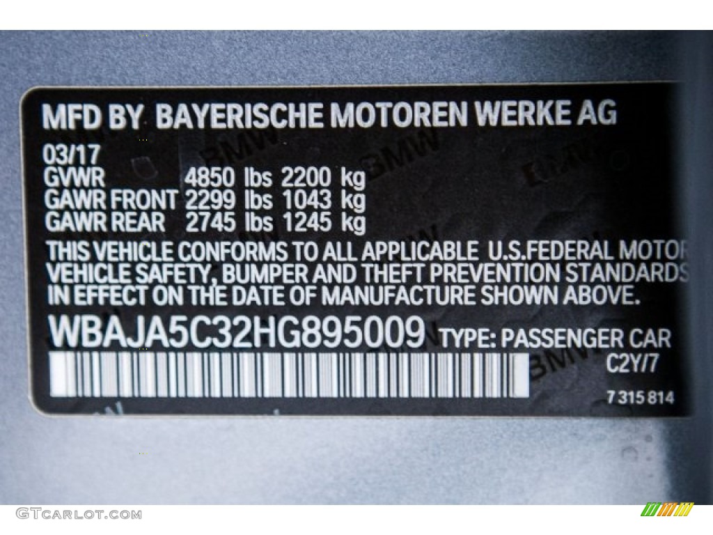 2017 5 Series 530i Sedan - Bluestone Metallic / Black photo #11