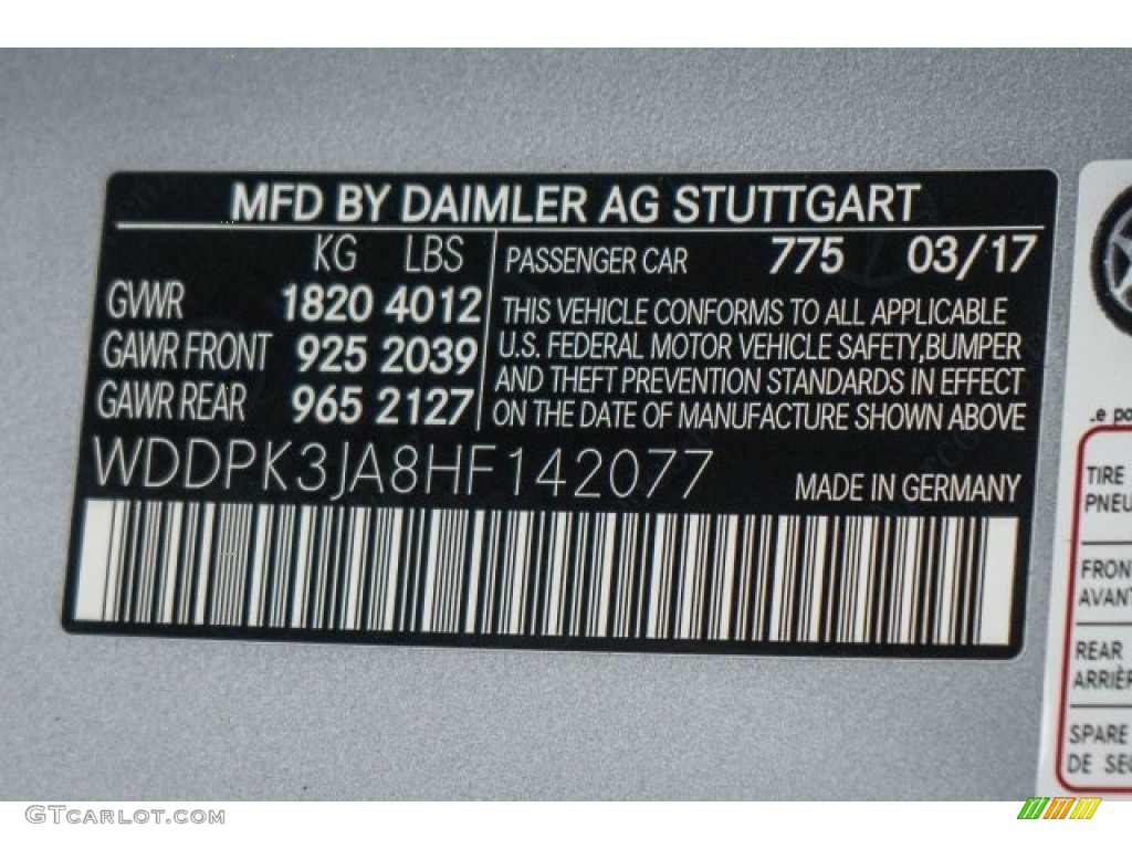 2017 SLC Color Code 775 for Iridium Silver Metallic Photo #120047661