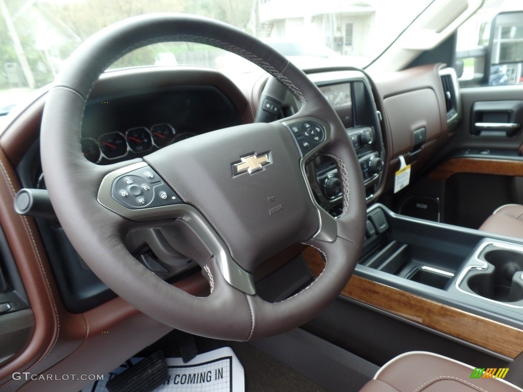 2017 Chevrolet Silverado 3500HD High Country Crew Cab Dual Rear Wheel 4x4 High Country Saddle Steering Wheel Photo #120056388